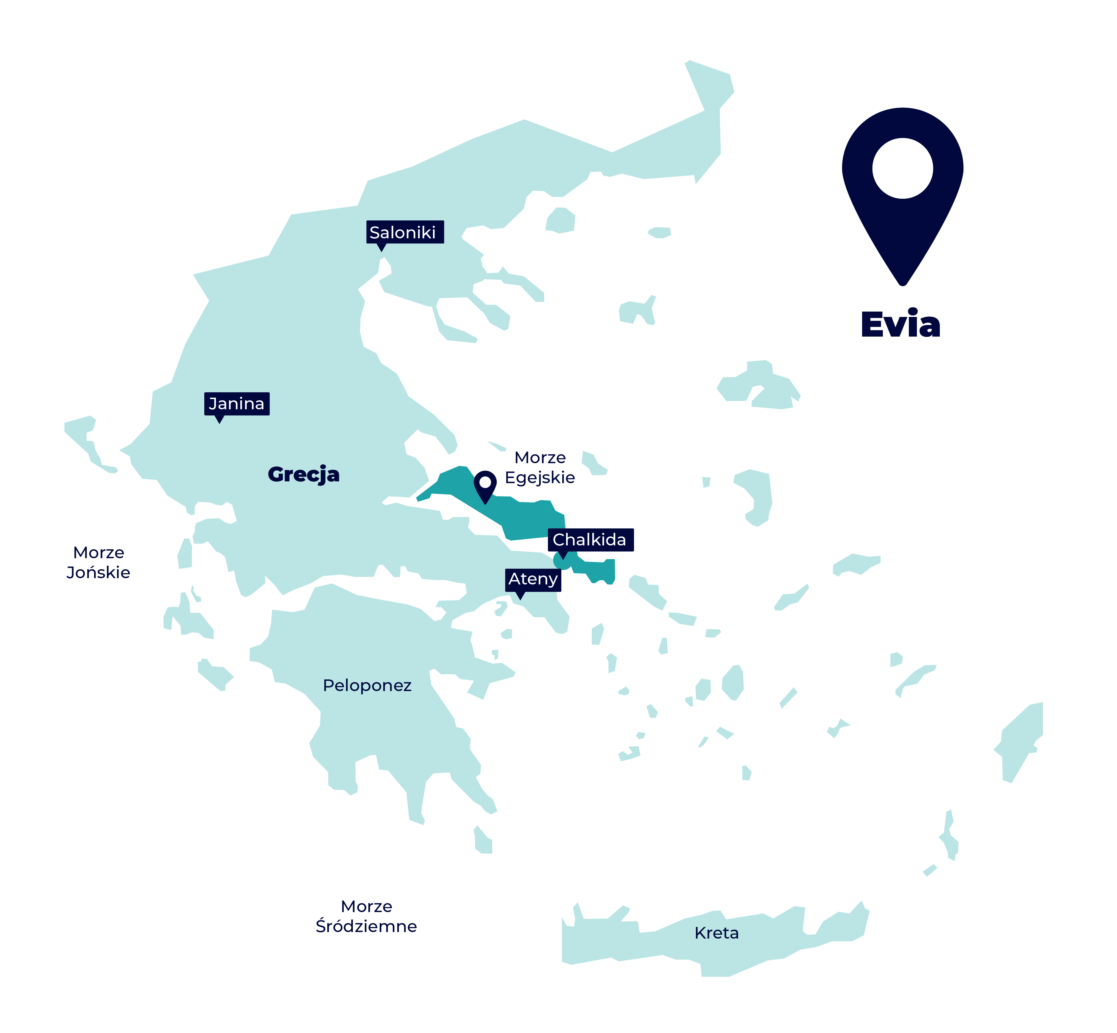 Mapa Evii - pięknej greckiej wyspy